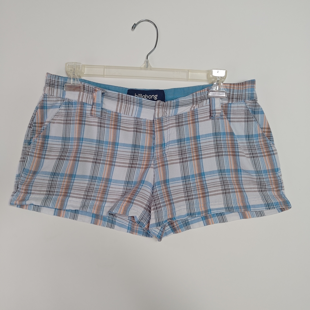 Billabong Womens Micro Mini Shorts Plaid Sz 7 Y2K